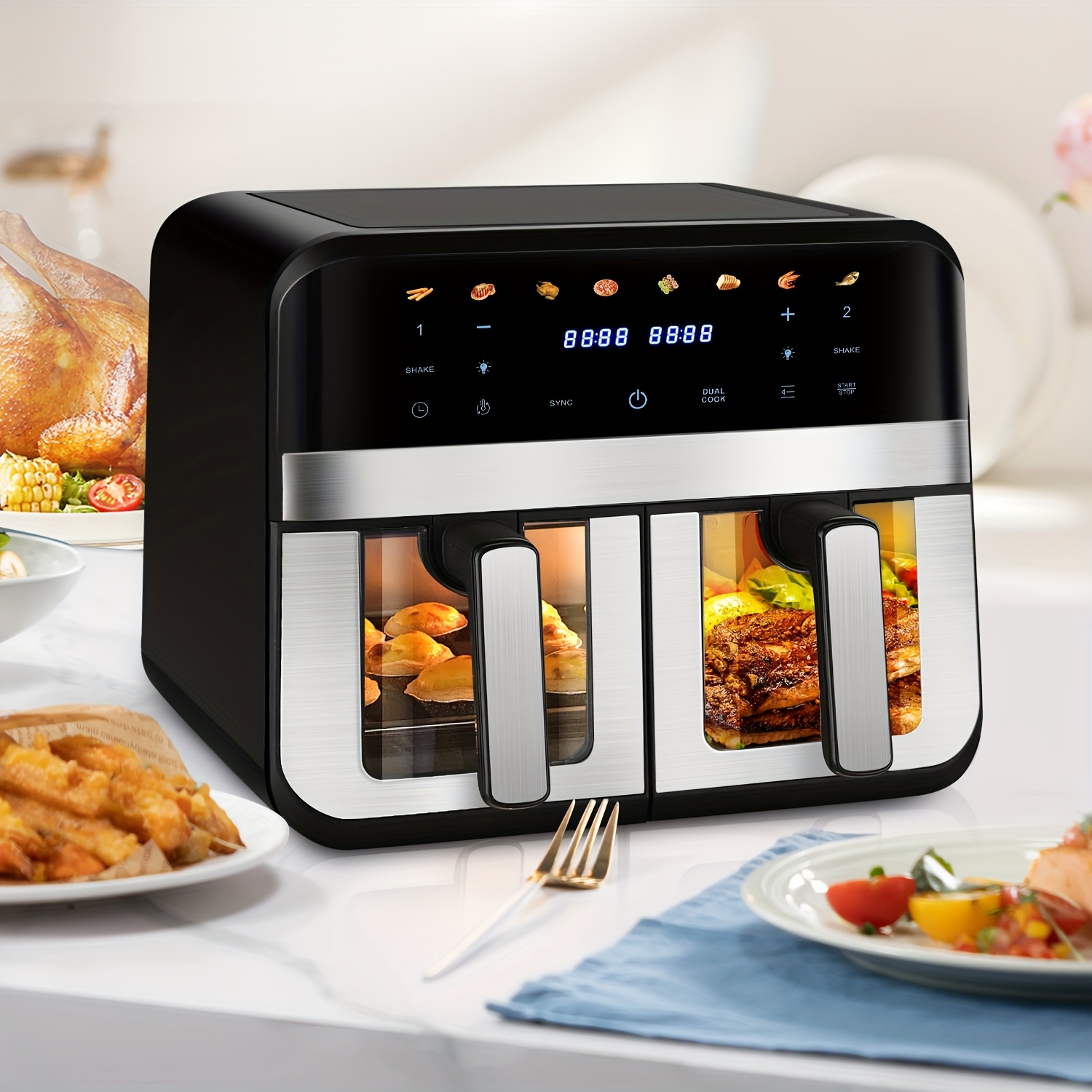 Двоен Air Fryer 9L – въздушен фритюрник с 2 зони - Image 9