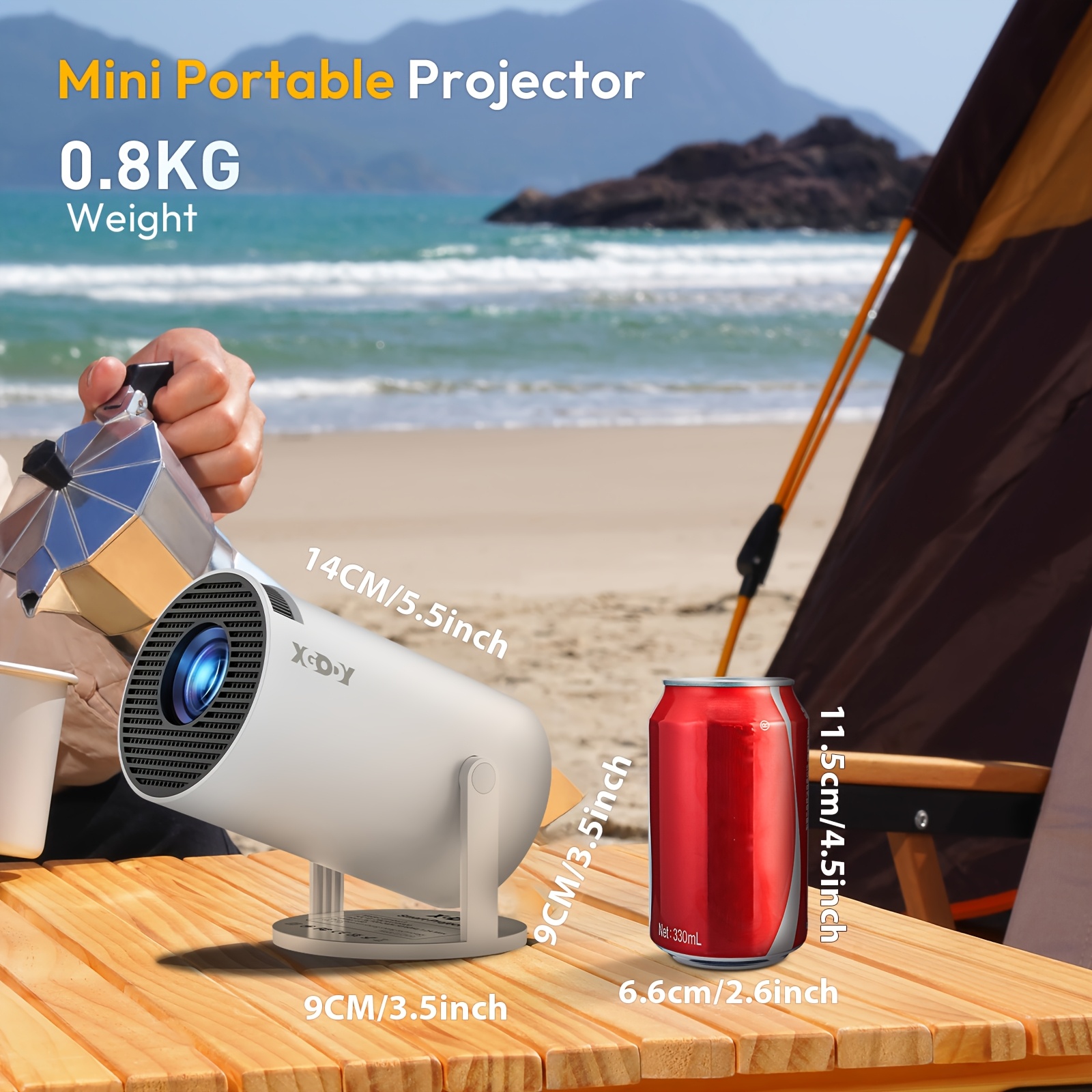 XGODY Преносим Проектор – Android 11, WiFi6, 260 ANSI лумена, идеален за домашно кино - Image 2