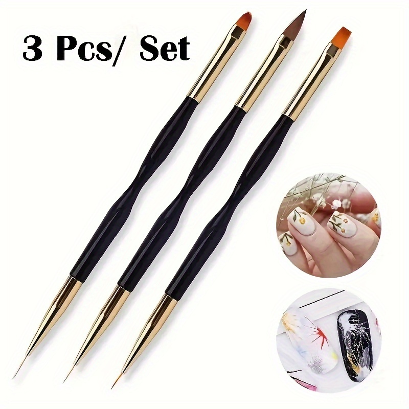 Комплект четки за nail art 3 бр – двойни четки за рисуване на нокти - Image 6