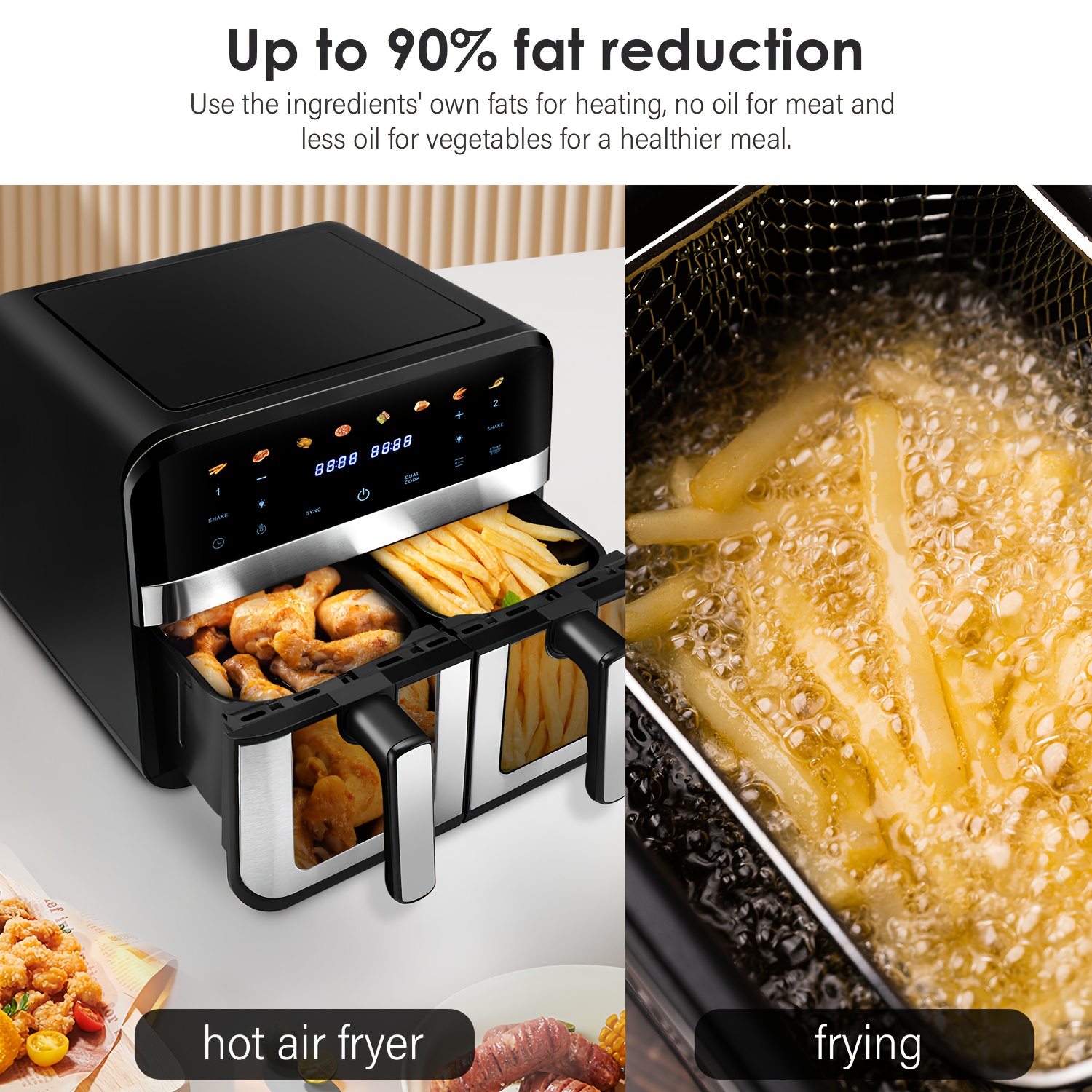 Дигитален Air Fryer 6L / 8L / 9L - Въздушен Фритюрник с Прозорец и Неръждаема Стомана - Image 9