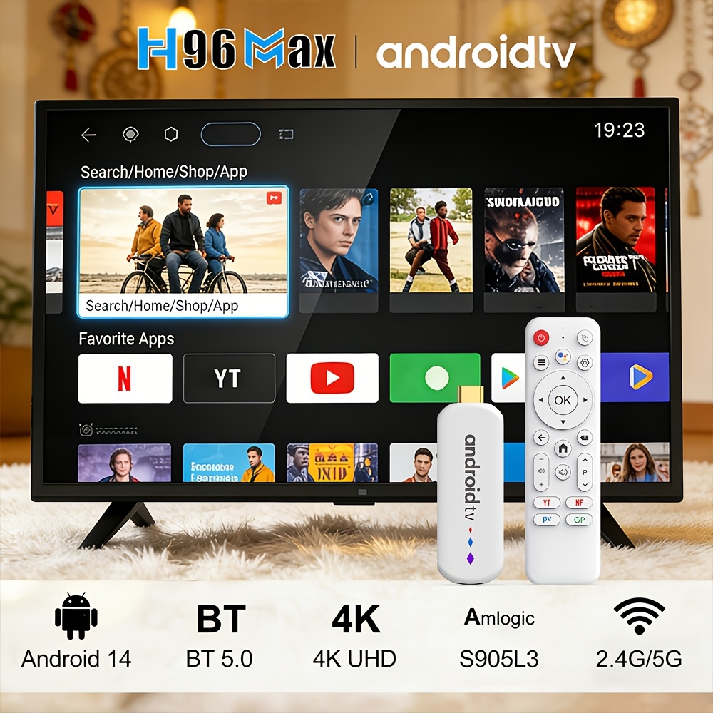 Умен TV Stick H96 Max – Android 14, AllWinner 64‑bit, 4K 60FPS, Wi‑Fi 6, компактен дизайн - Image 2