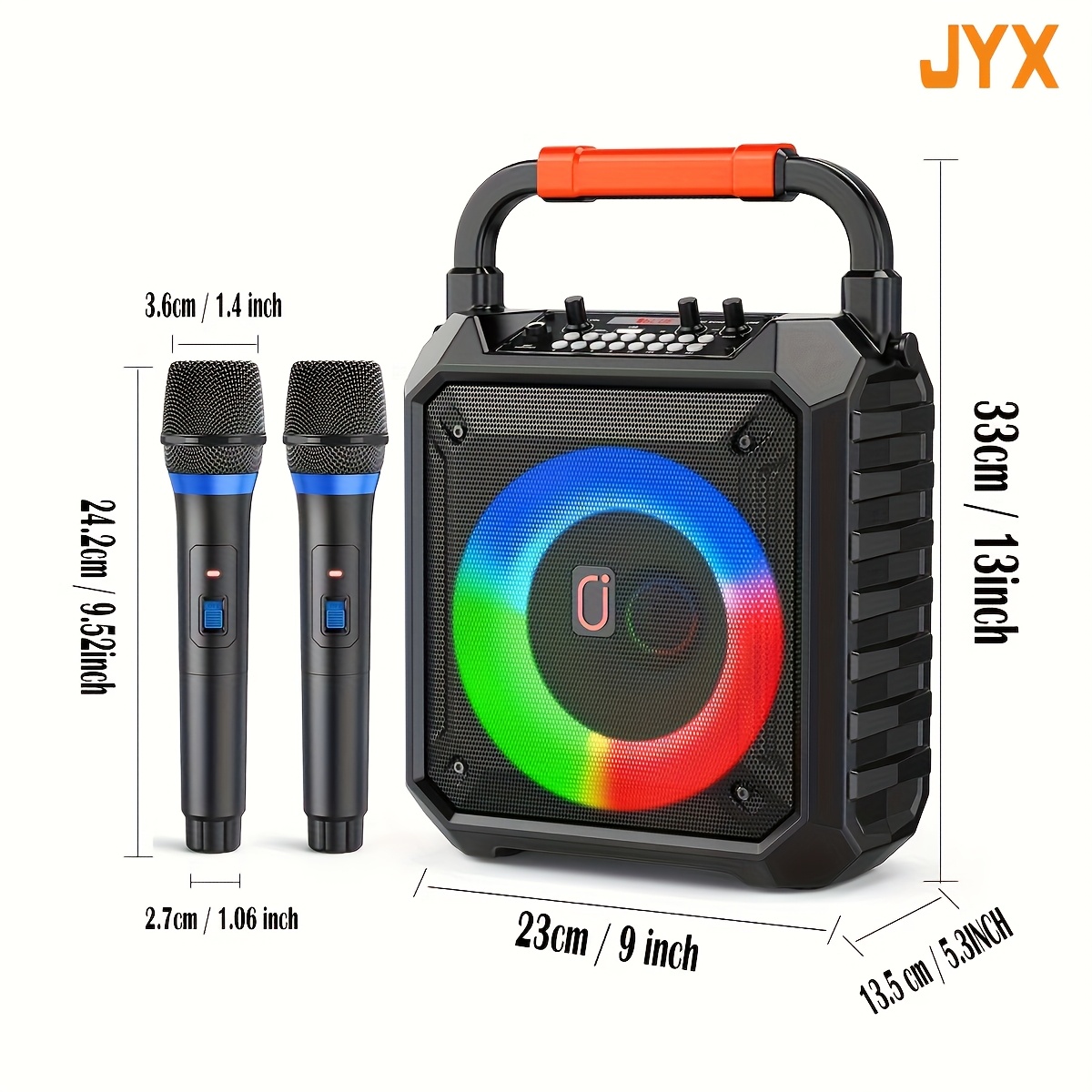 Домашна караоке машина JYX T17‑T – безжични микрофони, LED speaker, литиева батерия 18650, идеална за партита