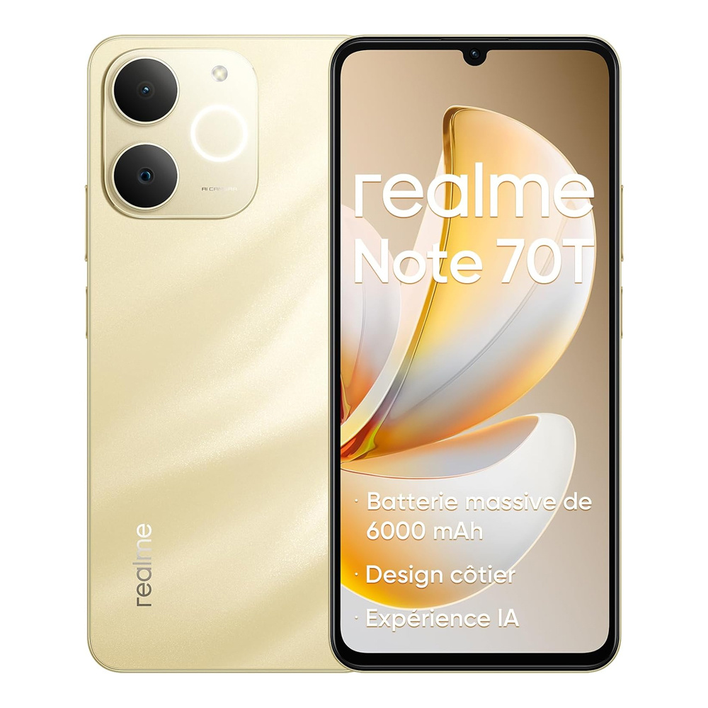 Realme Note70T 4+256GB - Android смартфон с 6000mAh батерия, 90Hz ултра плавен екран, осемядрен чипсет, 13MP AI камера, ултра тънък 7.94mm, без зарядно - Image 4