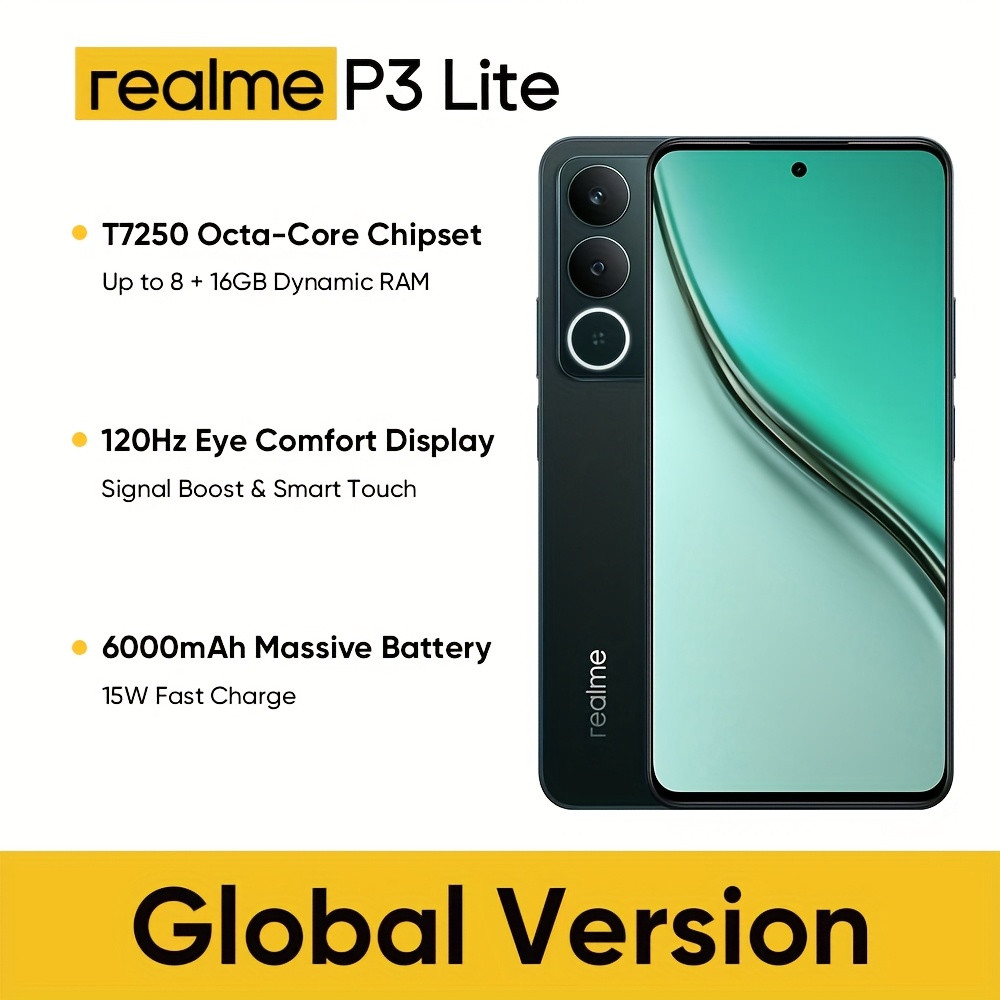 Realme P3 Lite 4G - отключен смартфон, 6GB+128GB / 8GB+256GB, 6.67'' LCD 120Hz, 50MP камера, 6000mAh батерия, Android 15
