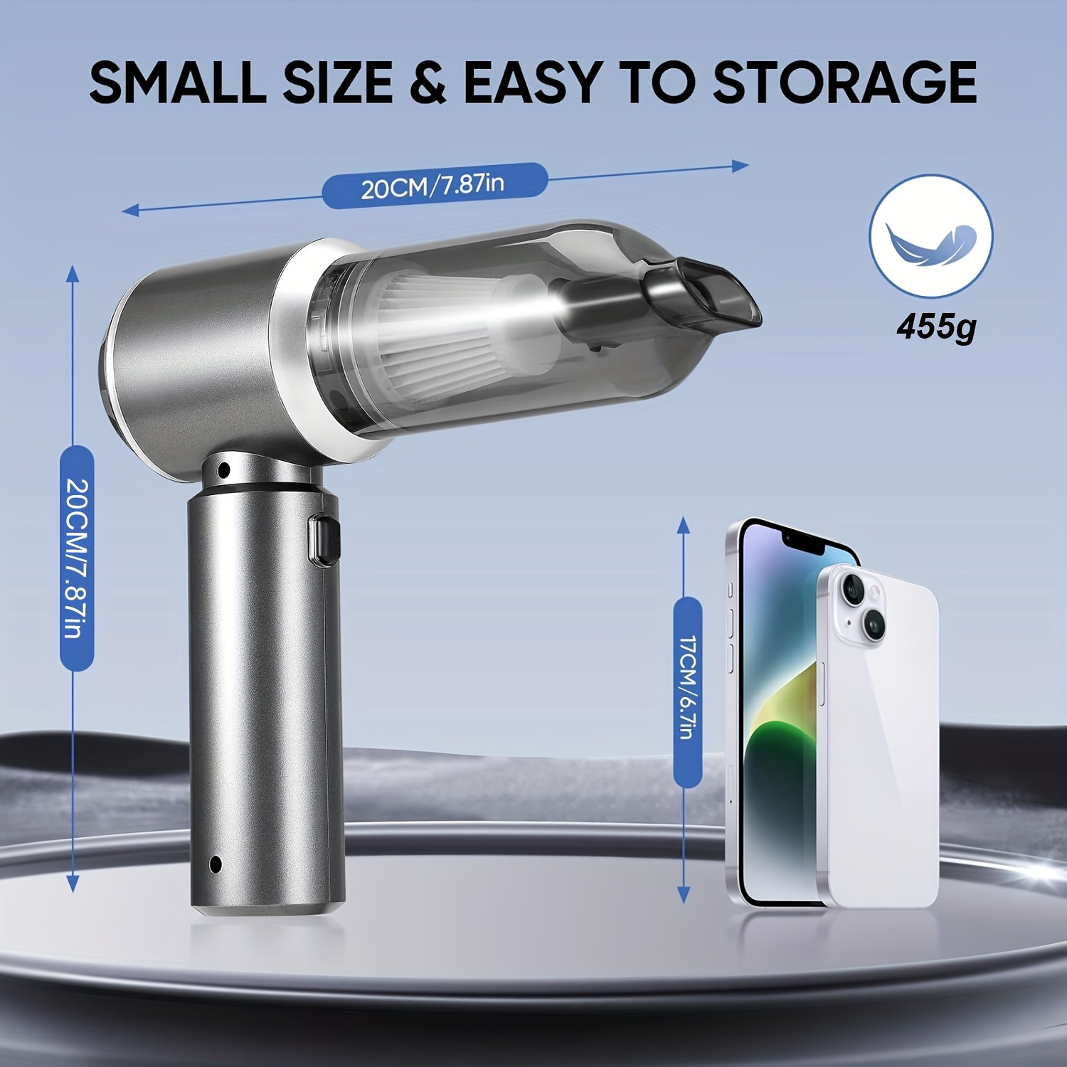 Ръчна прахосмукачка QILIEASY 100W с USB зареждане – мокро и сухо почистване за кола, диван и килим - Image 6