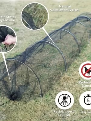 Сгъваем черен мрежест градински тунел UV-устойчив за защита на зеленчуци и плодове