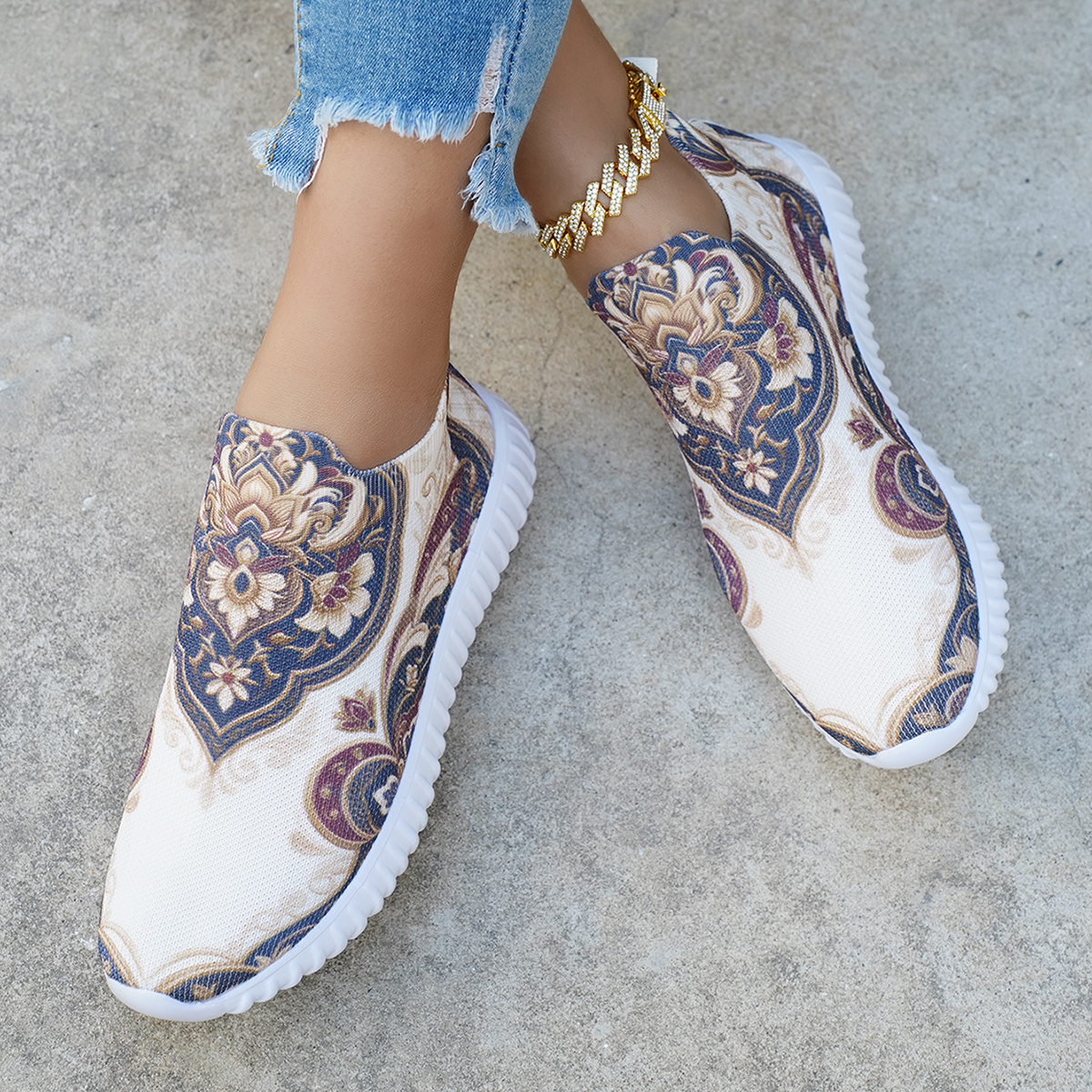 Дамски обувки в ретро етно стил – Леки, slip-on, мека подметка, дишащ flyweave - Image 4