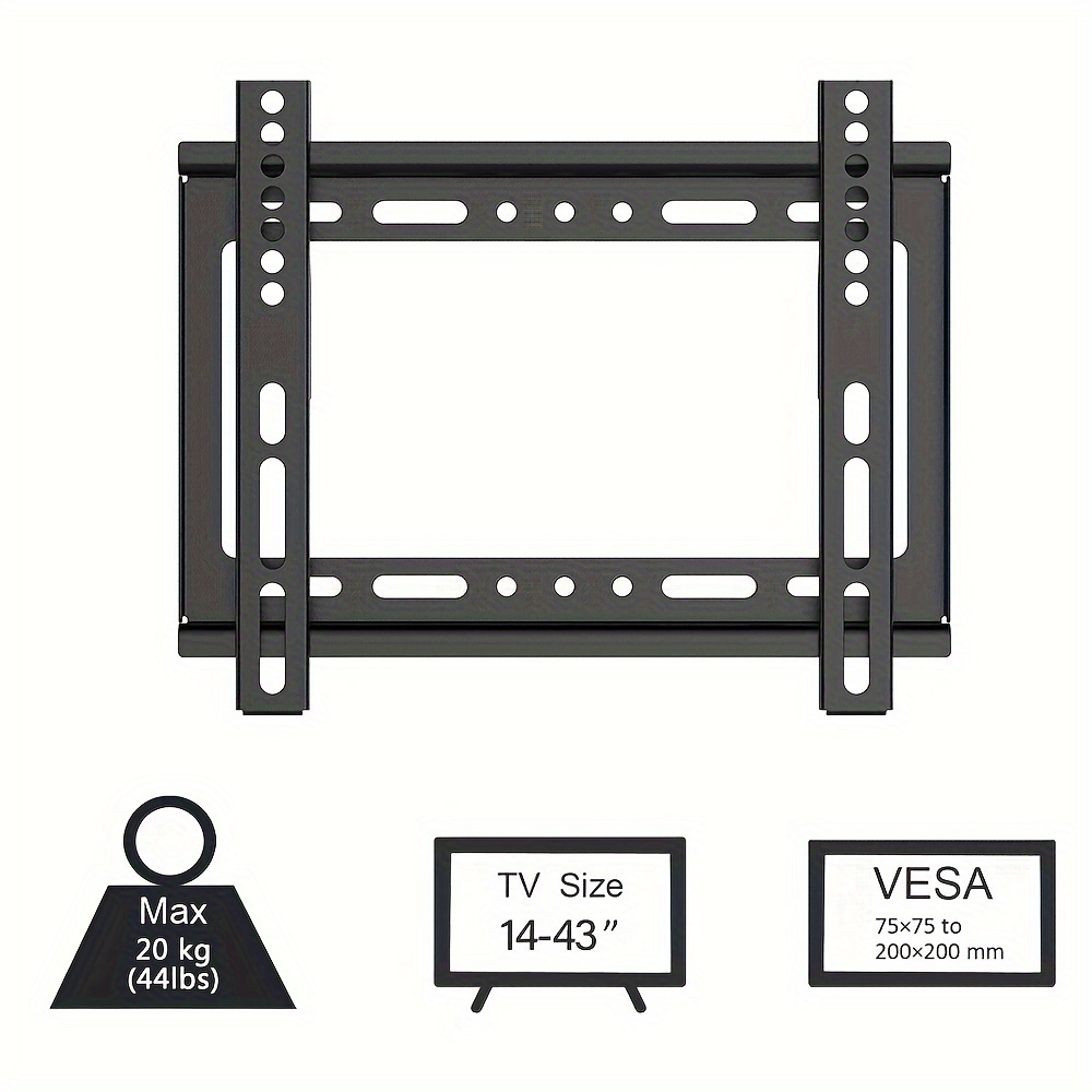 Регулируема TV стойка за стена – 14–109.22 cm, черна, ултратънка, без инструменти, VESA 75–200 мм - Image 5
