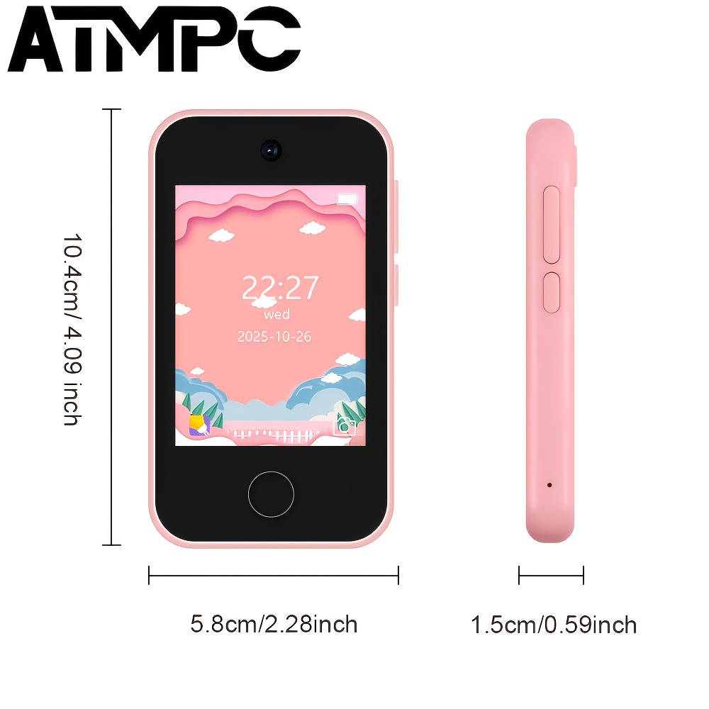 ATMPC детски смартфон 2.8" тъчскрийн - двойни камери, музикален плейър, електронна книга, пъзел игри, календар и будилник, тема розов еднорог - Image 2