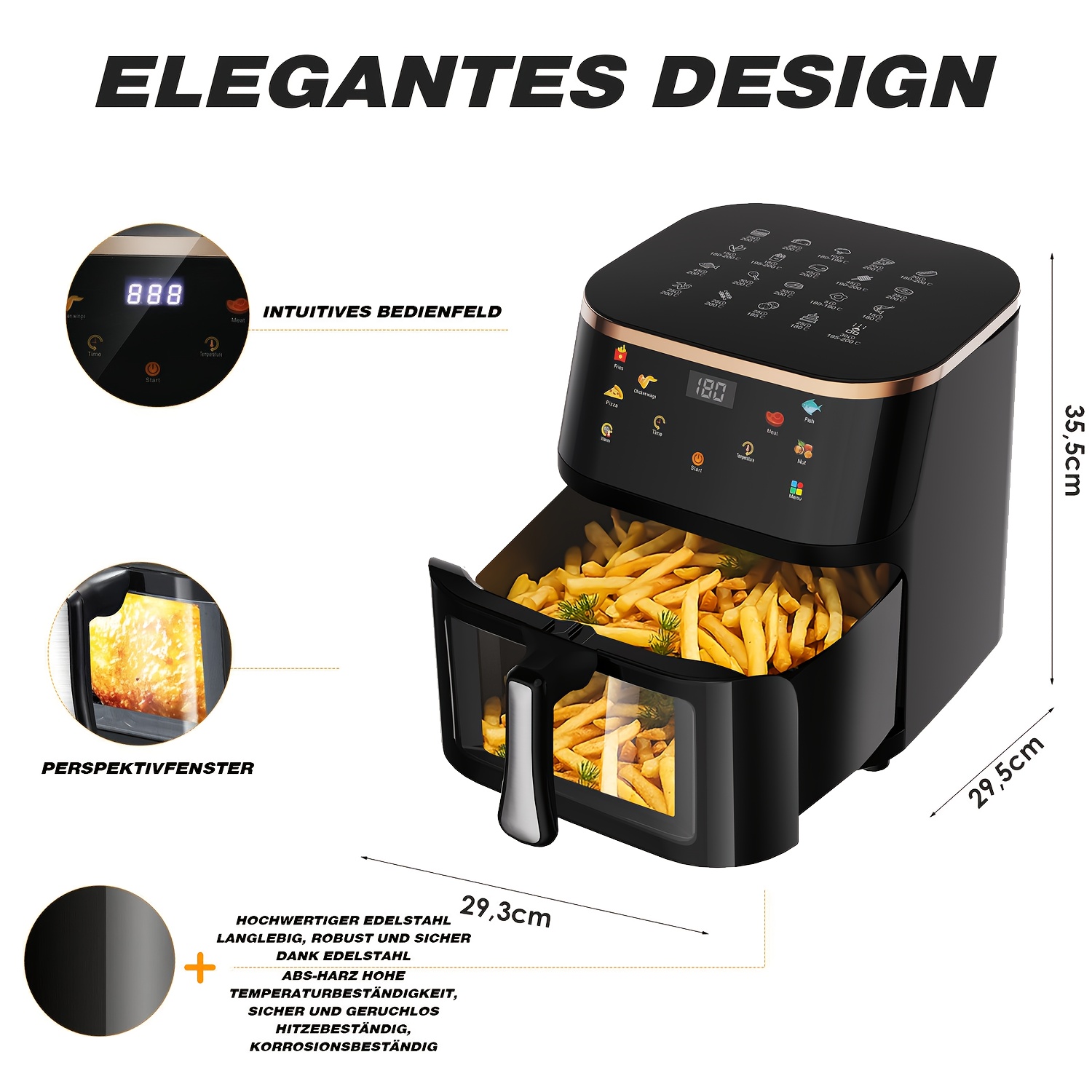 Фритюрник с горещ въздух 10.5 литра 1800W – енергоспестяваща air fryer - Image 5