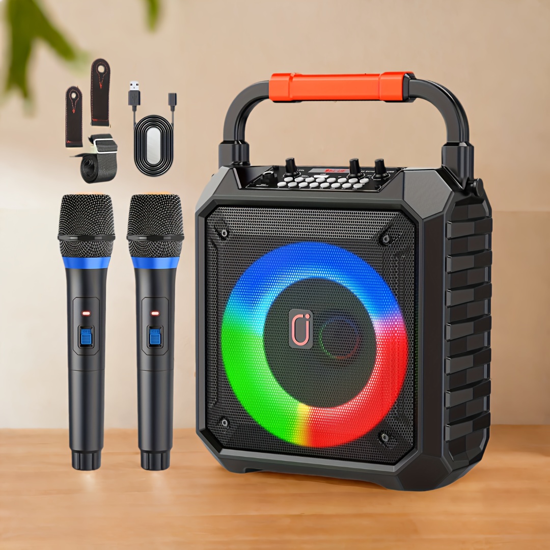 Домашна караоке машина JYX T17‑T – безжични микрофони, LED speaker, литиева батерия 18650, идеална за партита - Image 2