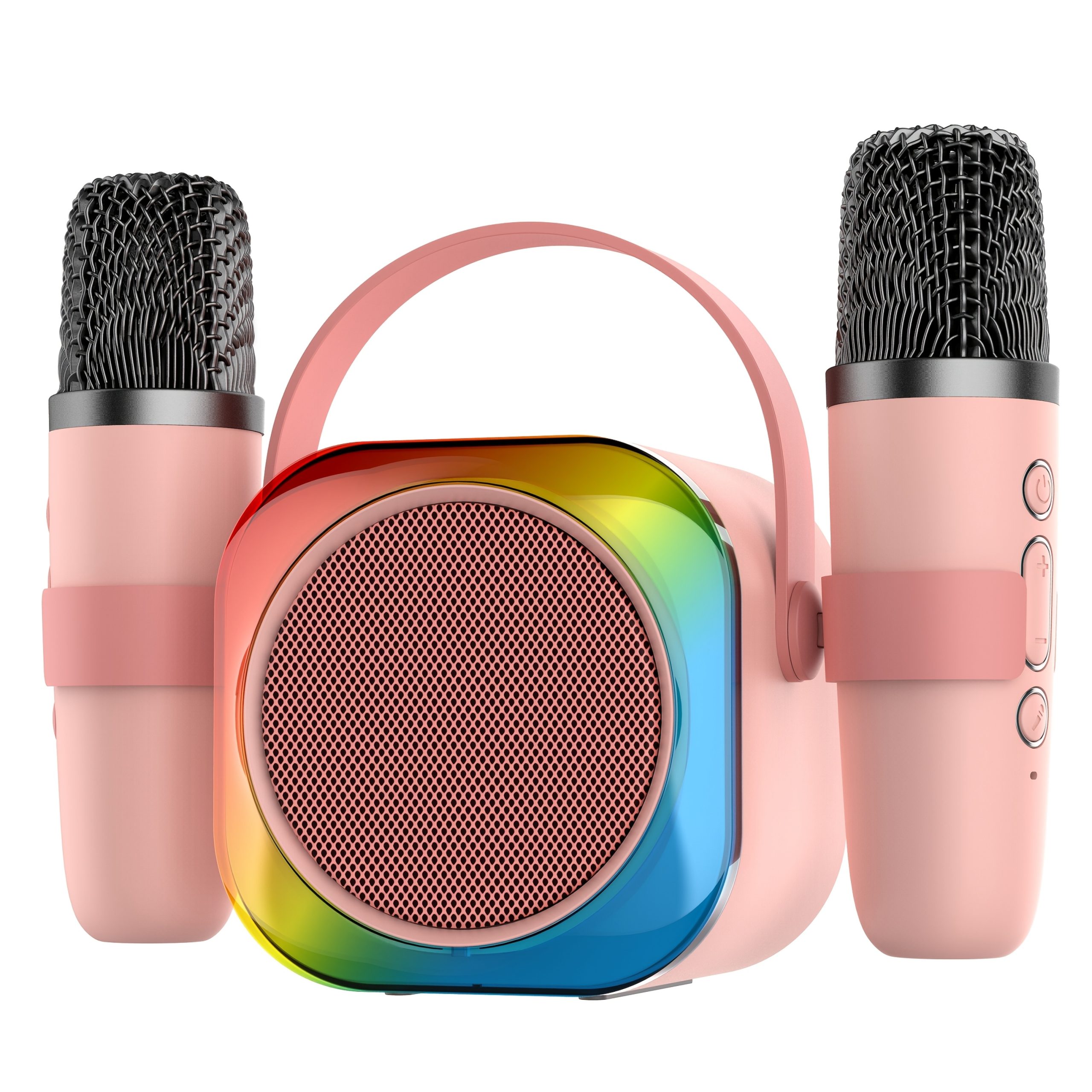 Караоке микрофон с двойни микрофони – 5 гласови ефекта, 6 LED светлини, USB Type‑C зареждане, 10W мощност - Image 8
