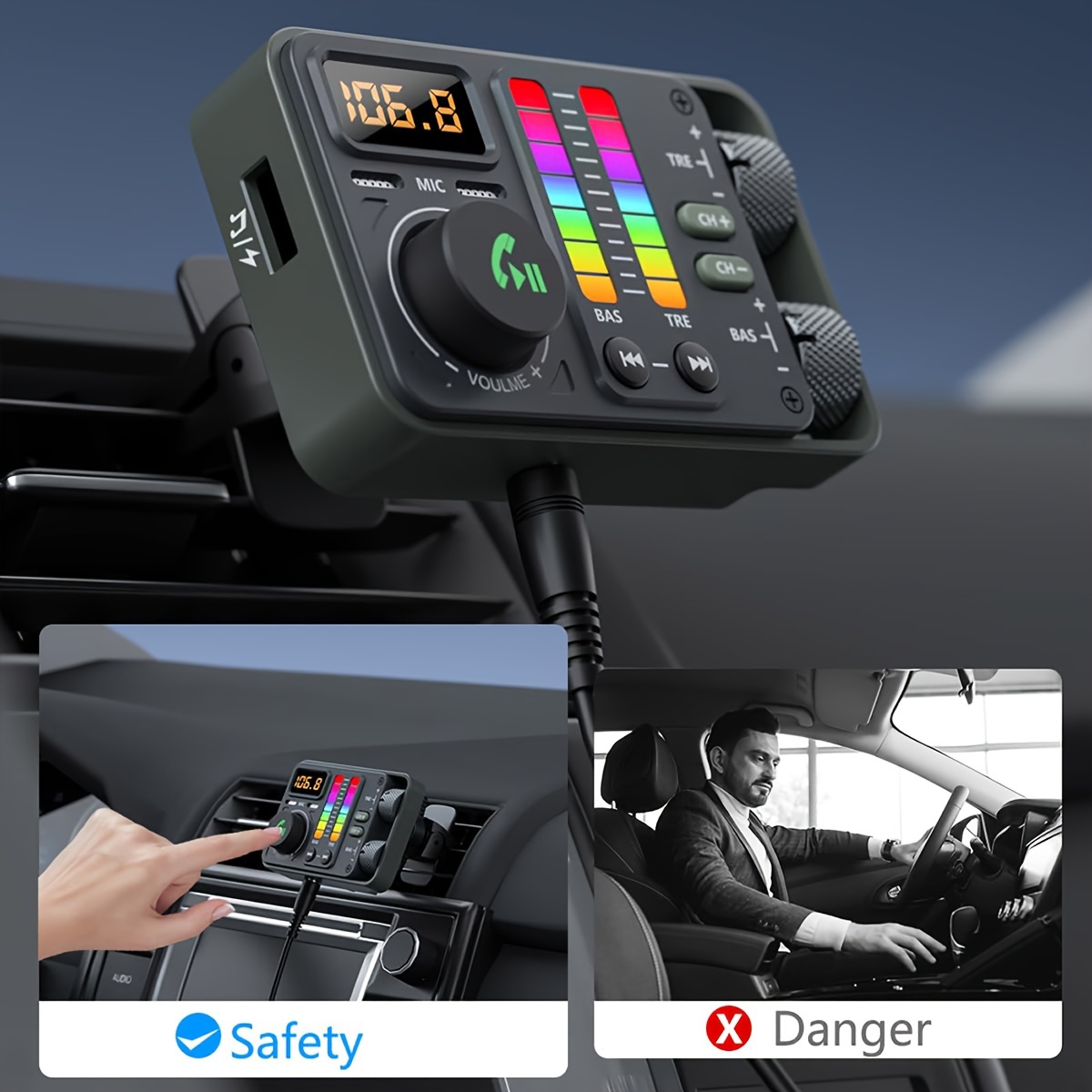 Безжичен FM предавател за кола, Bluetooth, AUX, MP3 плейър, PD 20W QC3.0 бързо зареждане - Image 7