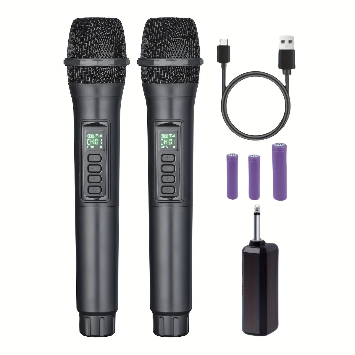 Черeн 2.4GHz безжичен микрофон – USB Type‑C зареждане, литиева батерия 18650, 6.35 мм жак - Image 11