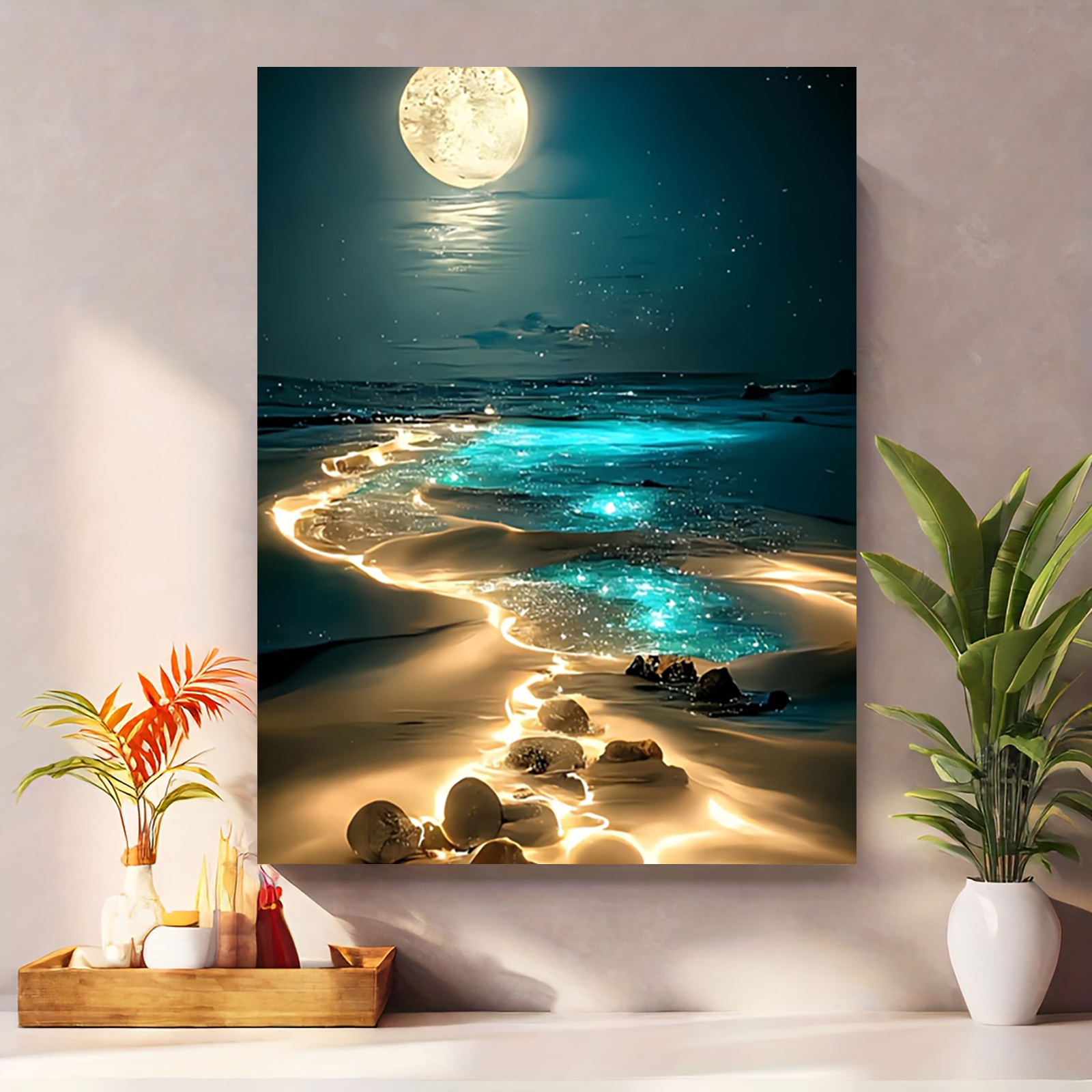 Картина платно море и луна - декорация за стена без рамка 30x40 см - Image 3