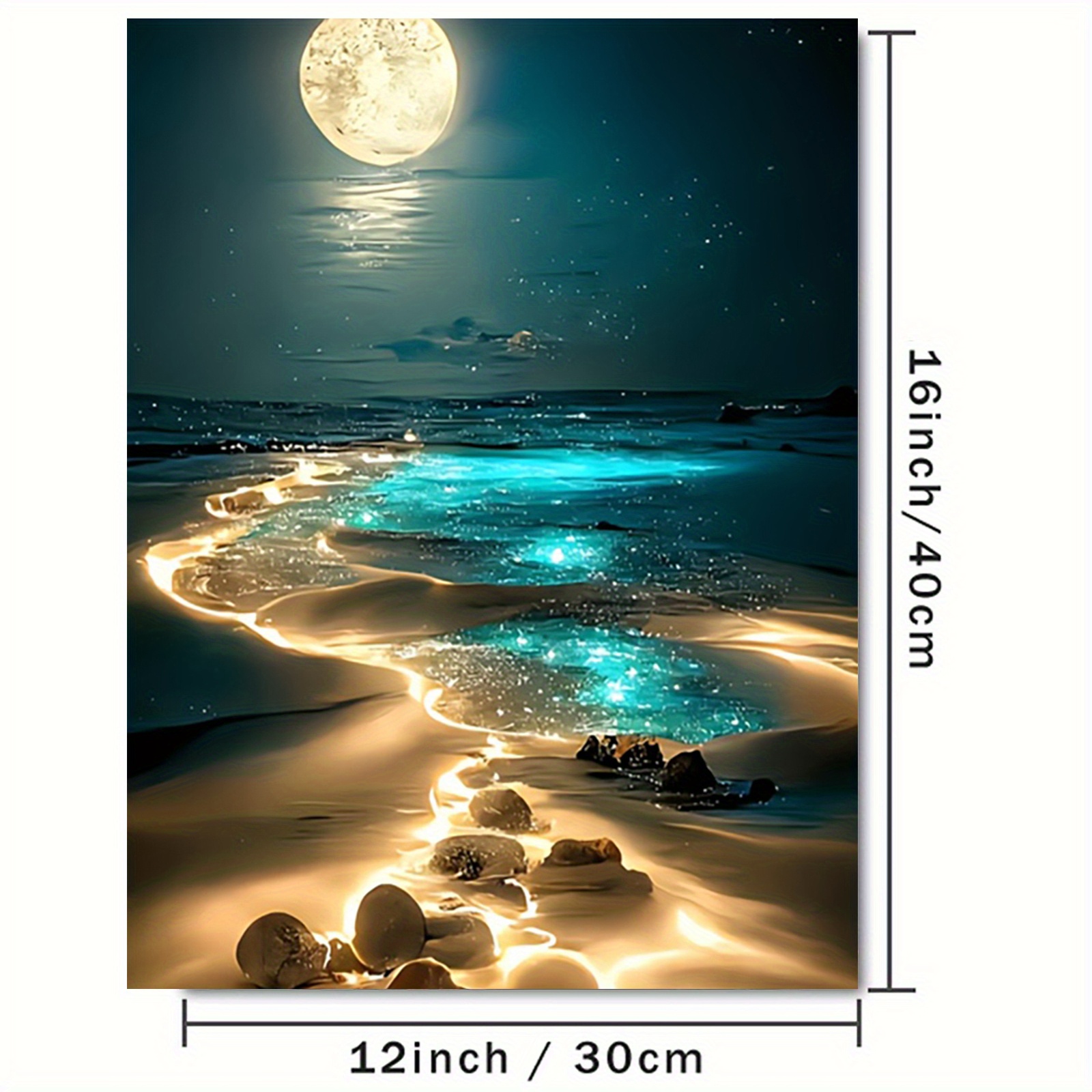 Картина платно море и луна - декорация за стена без рамка 30x40 см - Image 2