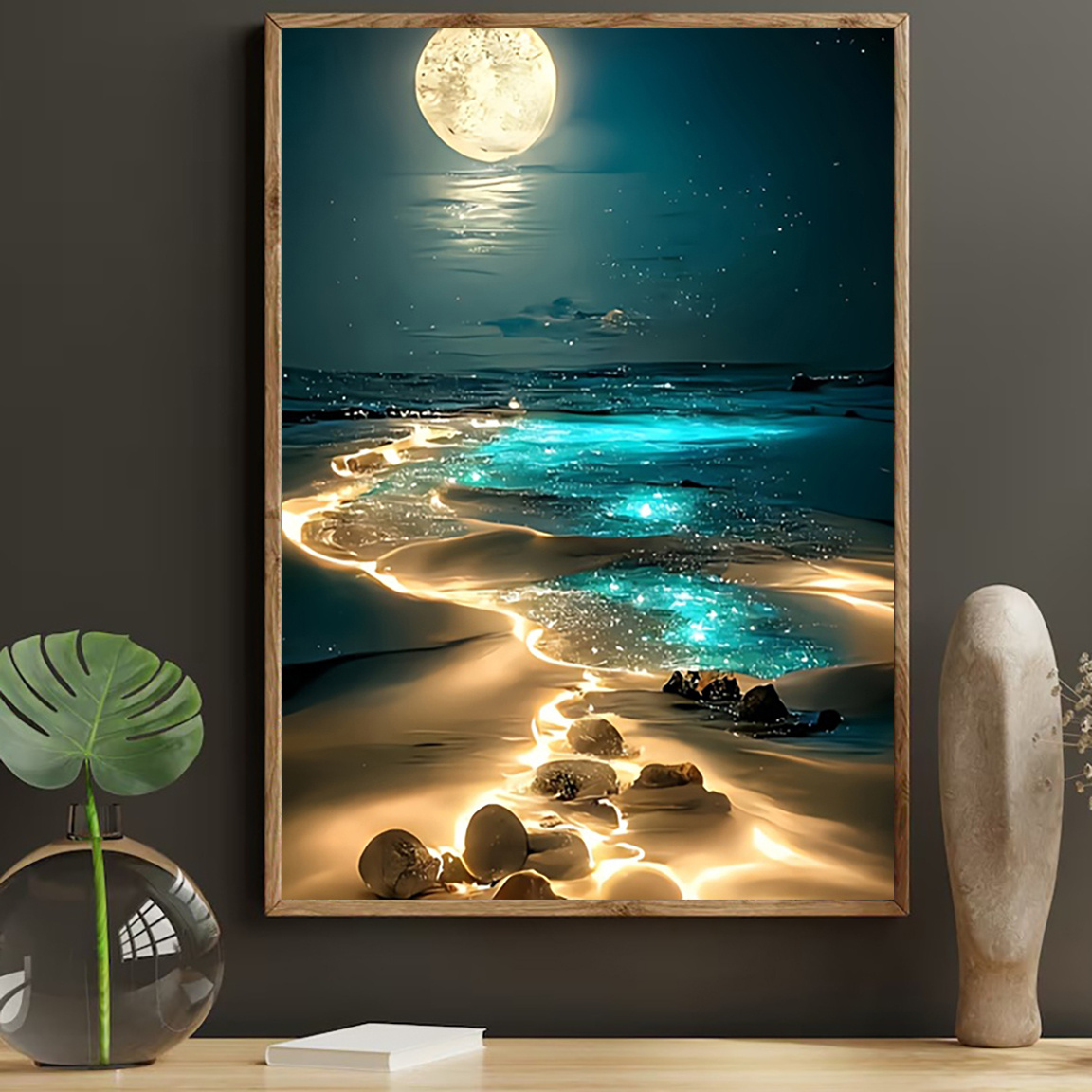 Картина платно море и луна - декорация за стена без рамка 30x40 см - Image 5
