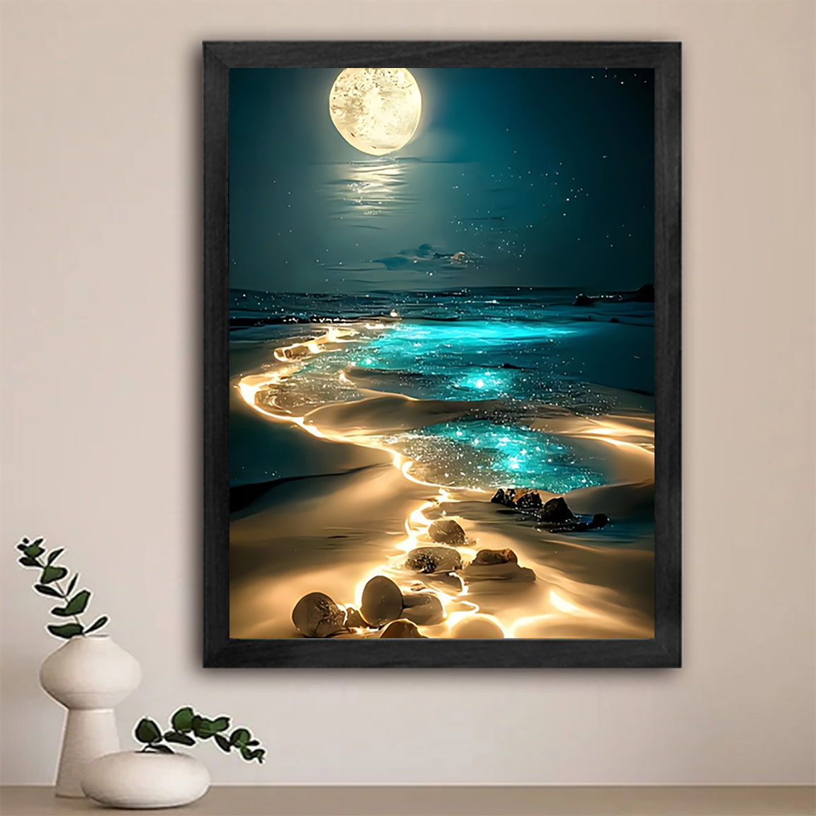 Картина платно море и луна - декорация за стена без рамка 30x40 см - Image 4