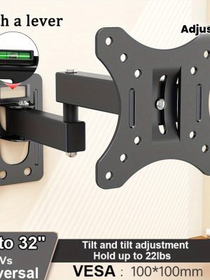 Телескопична стенна стойка за TV 10–32″ – наклон 15°, ротация 180°, VESA 100×100, до 13.61 kg