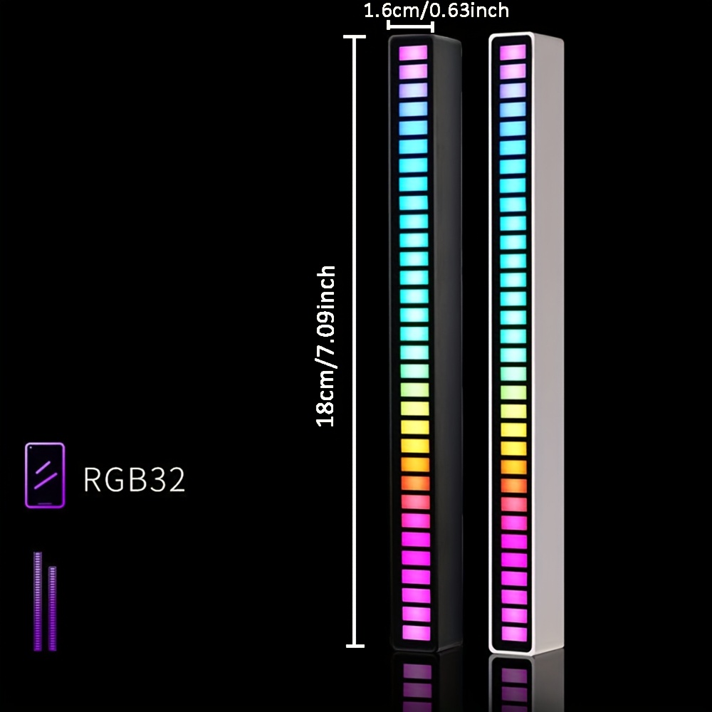 Комплект 2 RGB звук‑реактивни LED светлини HOTU – USB зареждане, идеални за гейминг и парти атмосфера - Image 3