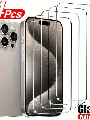 4 бр. HD закалено стъкло за iPhone 11–17 Pro/Pro Max/Plus – защитно стъклено фолио