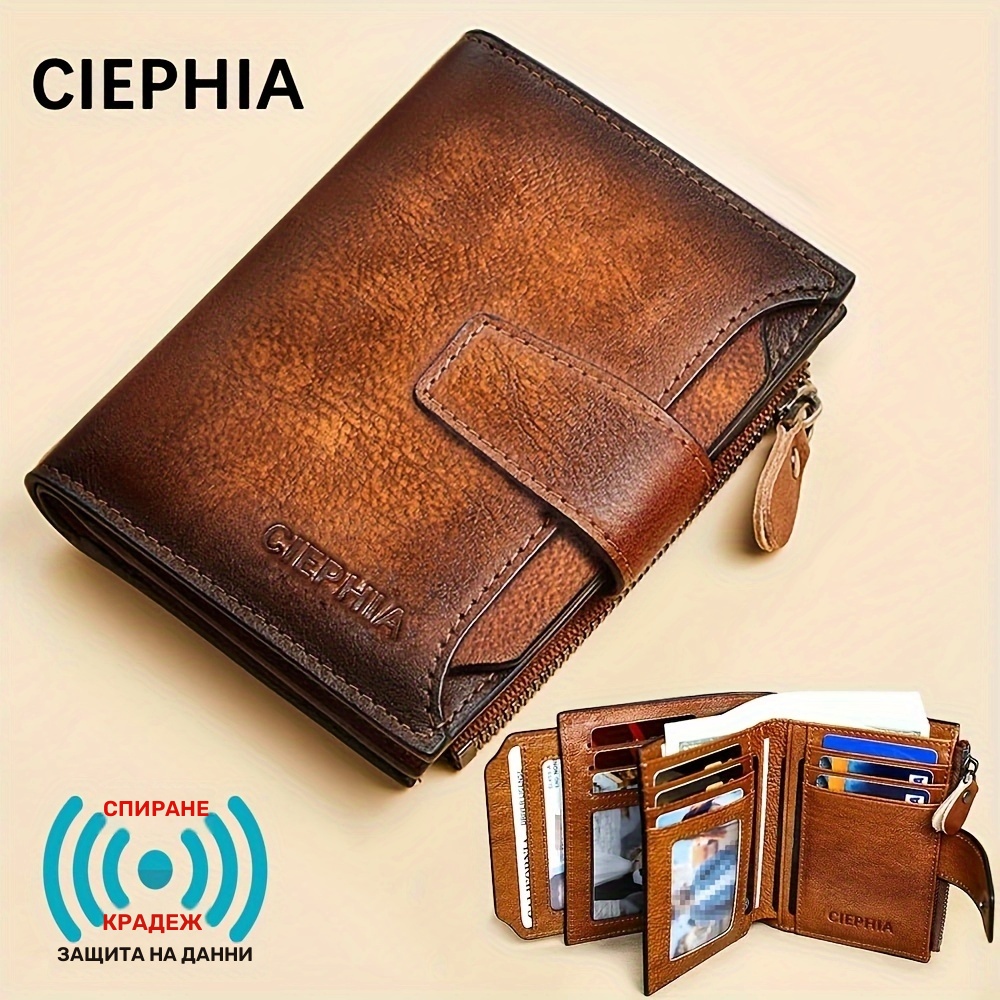 CIEPHIA мъжки портфейл от естествена кожа – RFID защита и голям капацитет