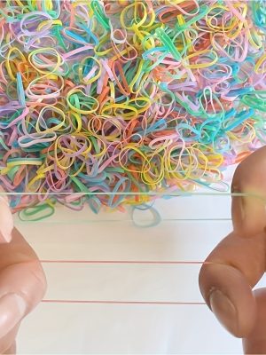 Комплект 1000 цветни ластици за коса – мини безшевни ленти с чанта за съхранение