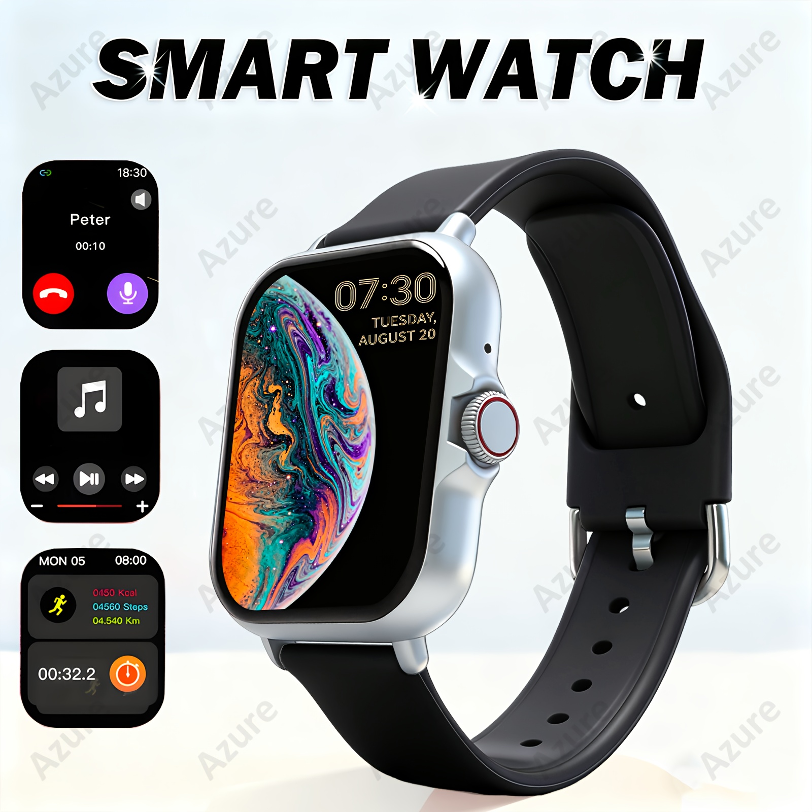 Унисекс смарт часовник - 1.83" Full Touchscreen, безжични разговори, известия, спортни режими, дистанционно управление на камера и музика - Image 3