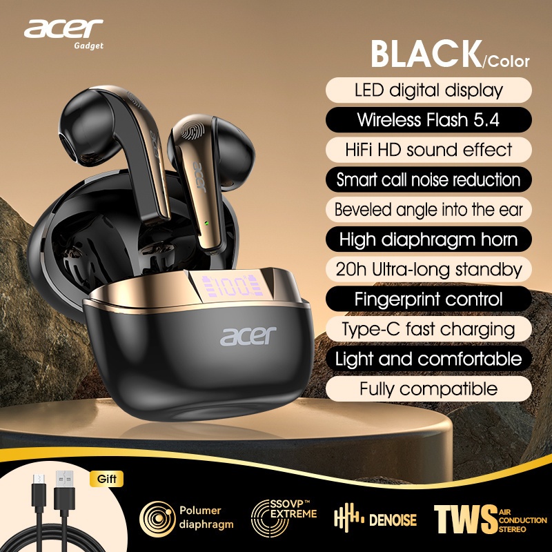 Безжични слушалки Acer – TWS стерео звук, шумопотискане, гейминг режим и дълъг живот на батерията - Image 5