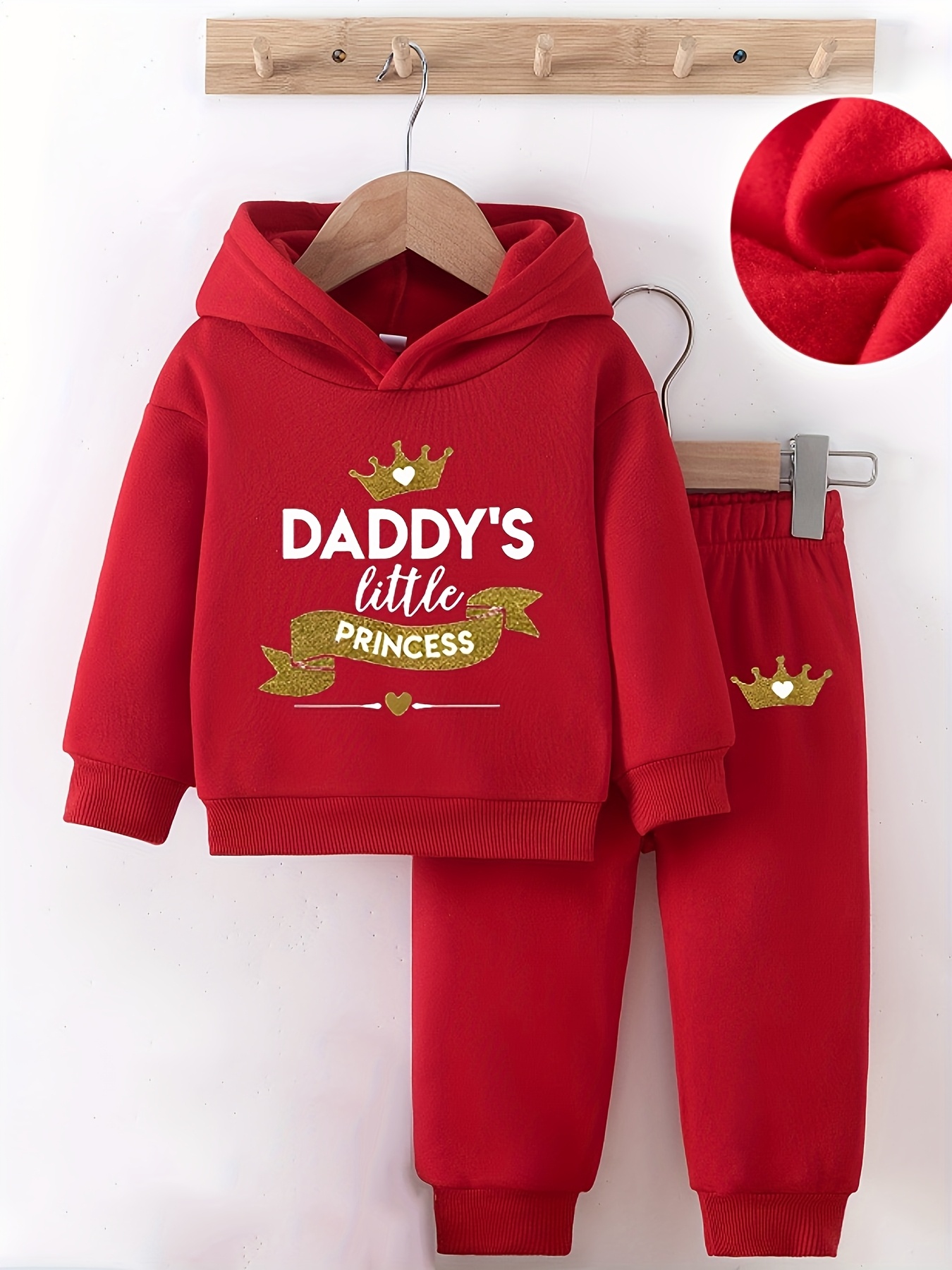 Момичешки комплект с дълги ръкави и качулка – „Daddy’s Little Princess“, идеален за навън - Image 4
