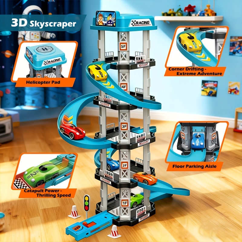 3D Многослойна Състезателна Писта – С 2 Коли, Дрифт Писти и Изстрелващи Устройства - Image 2