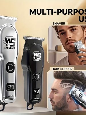 FEIYBA Електрическа Машинка за Подстригване – Безжична, USB Зареждане, Цифров Дисплей, Ограничителен Гребен