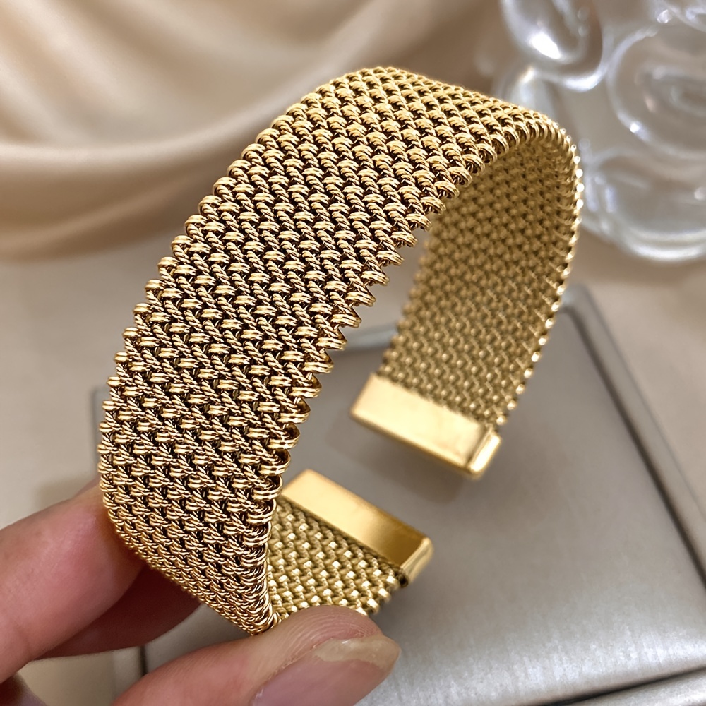 Дамска гривна от неръждаема стомана – 18K позлатена тъкана гривна HOTOO - Image 3