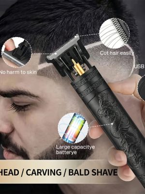 Професионална Машинка за Коса и Брада за Мъже – USB Зареждане, Литиева Батерия, 4 Насадки