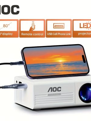 AOC FullHD1080P Мини Проектор – USB/AV/HDTV, 4:3 съотношение, подов монтаж, идеален за кино и офис