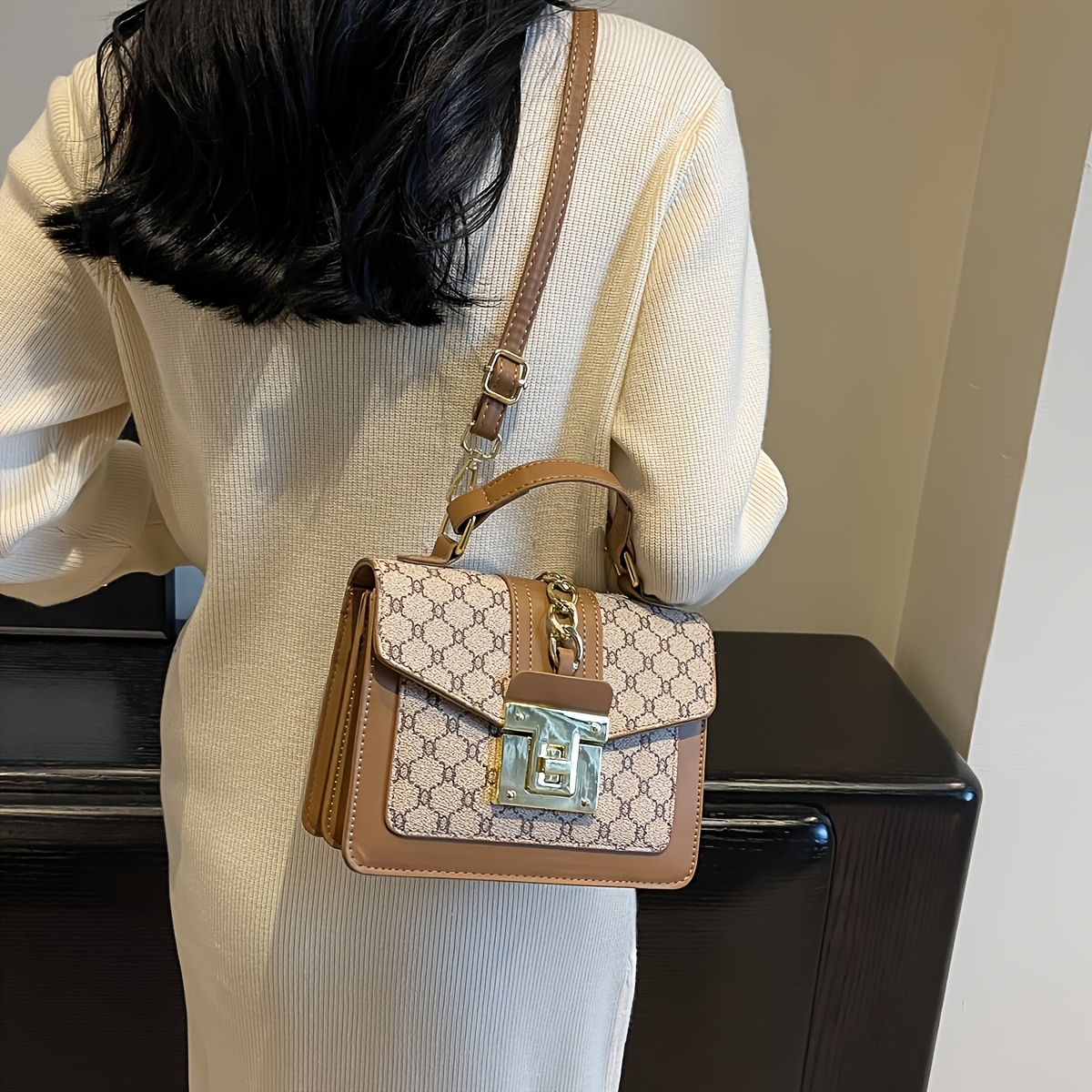 Малка дамска чанта LABOONOO – цветен блок дизайн тип тоут и crossbody - Image 5
