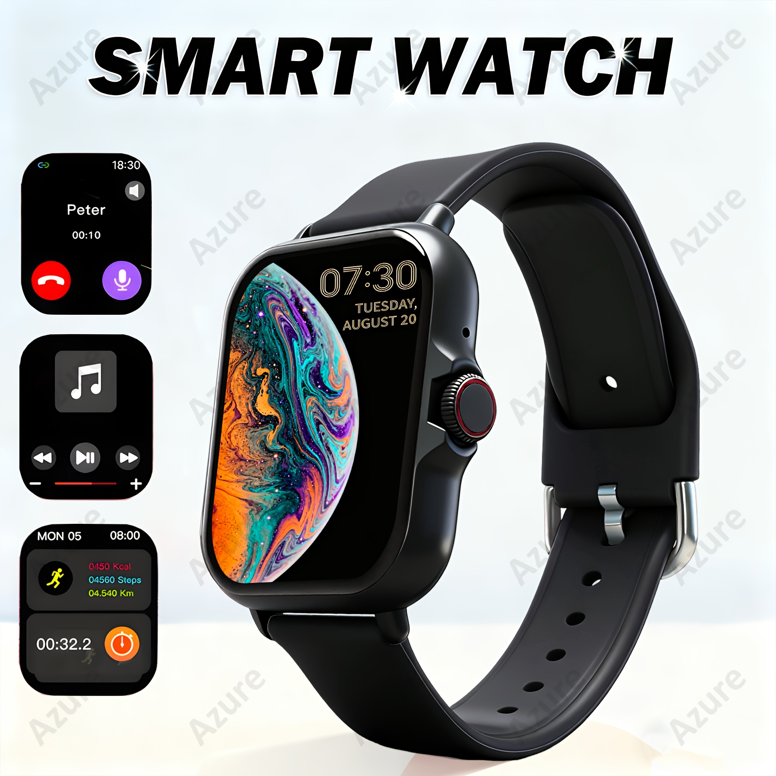 Унисекс смарт часовник - 1.83" Full Touchscreen, безжични разговори, известия, спортни режими, дистанционно управление на камера и музика