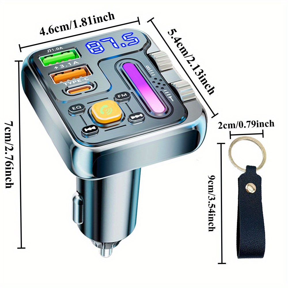 FM Трансмитер за Кола с Bluetooth – Type-C и Двоен USB Бързо Зареждане - Image 2