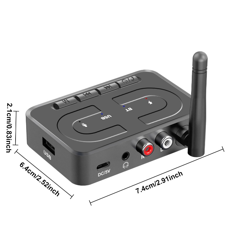 Bluetooth 6.0 Приемник USB – Цифрово към Аналогово Аудио с AUX 3.5mm - Image 7