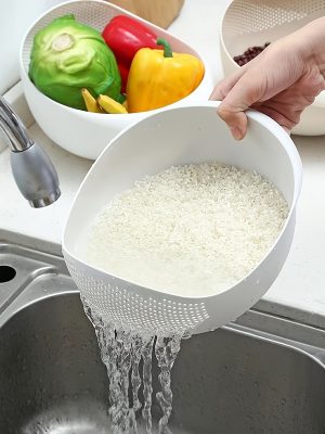 Модерна пластмасова кухненска цедка – многофункционална кошница за плодове, зеленчуци и ориз