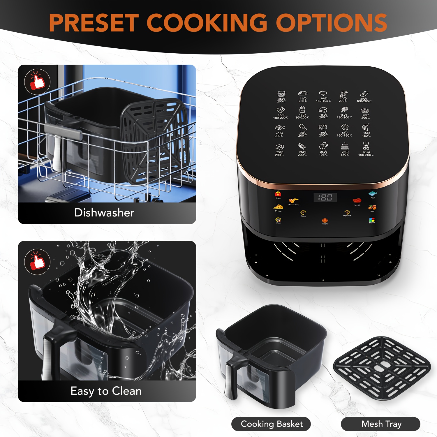 Фритюрник с горещ въздух 10.5 литра 1800W – енергоспестяваща air fryer - Image 3