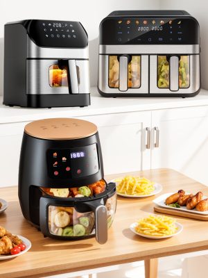 Дигитален Air Fryer 6L / 8L / 9L – Въздушен Фритюрник с Прозорец и Неръждаема Стомана