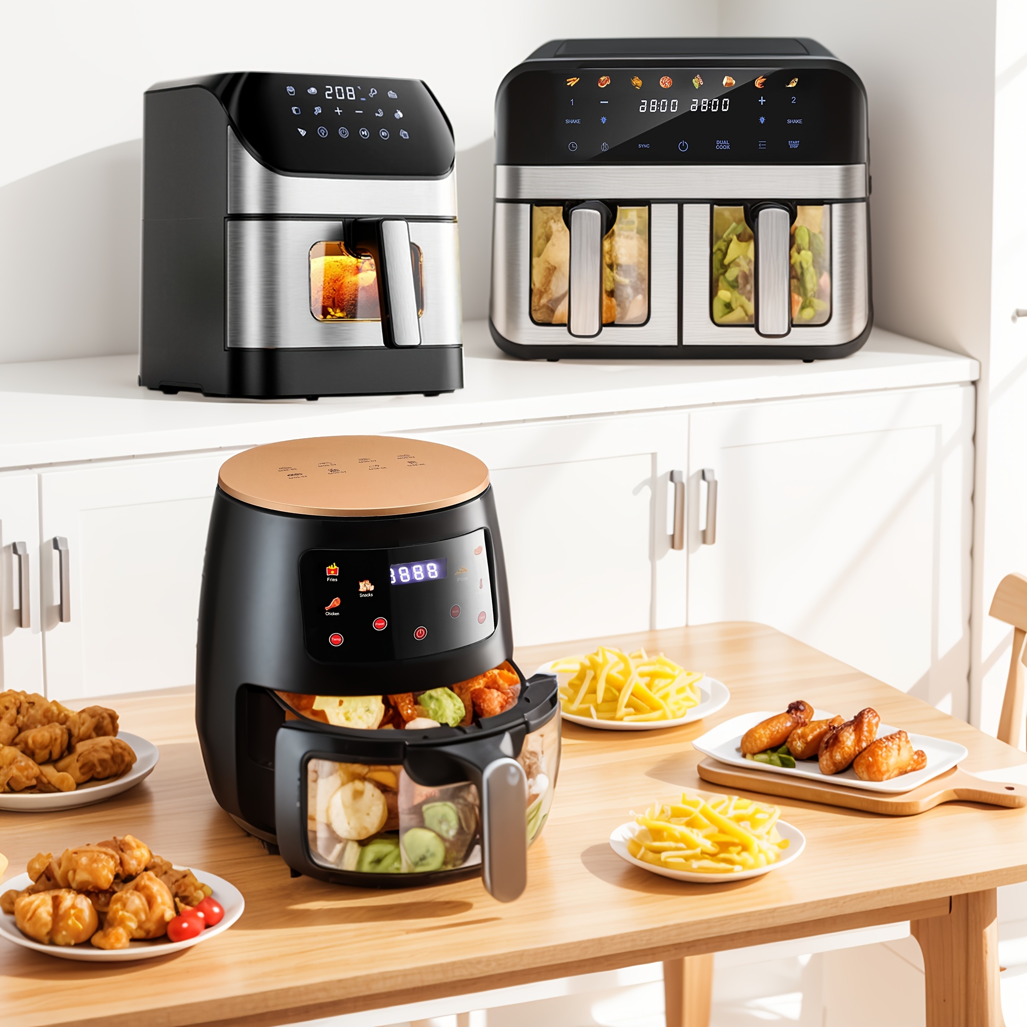Дигитален Air Fryer 6L / 8L / 9L - Въздушен Фритюрник с Прозорец и Неръждаема Стомана