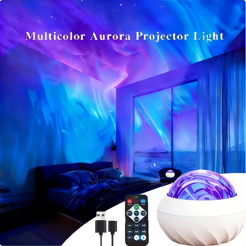 Aurora LED проектор YETHKE – многоцветна нощна лампа с дистанционно, 7 динамични режима, USB Plug‑and‑Play - Image 7