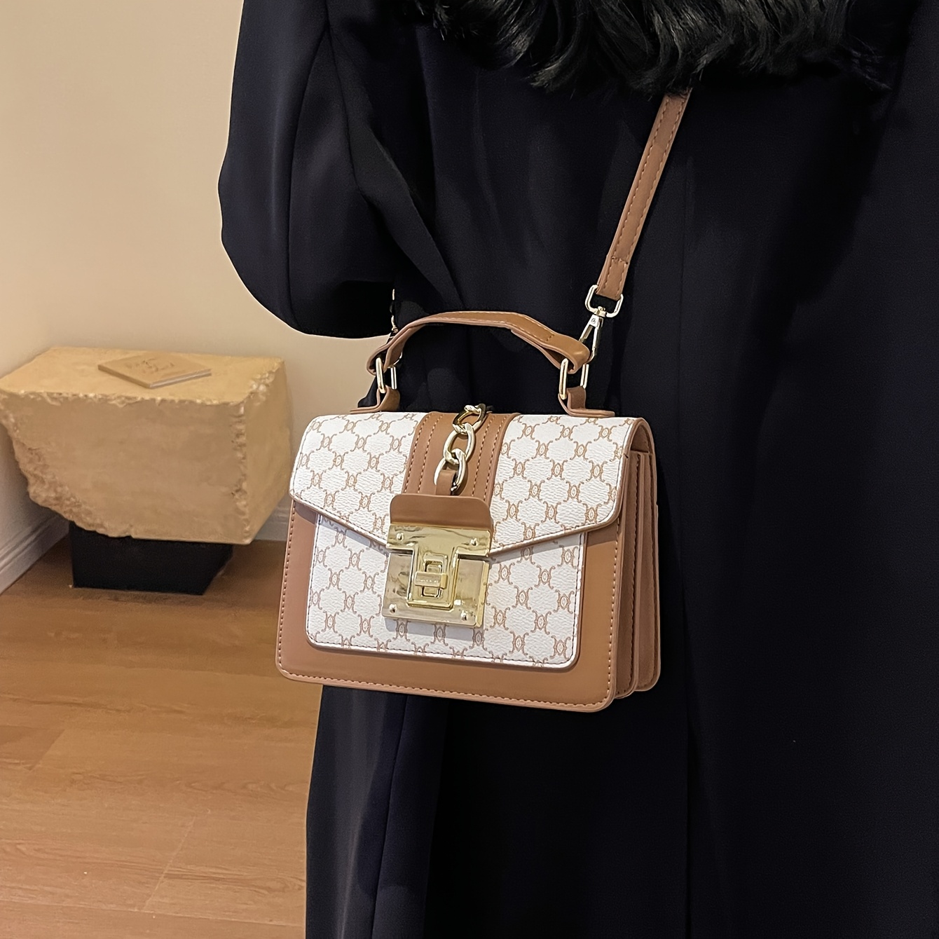 Малка дамска чанта LABOONOO – цветен блок дизайн тип тоут и crossbody - Image 11