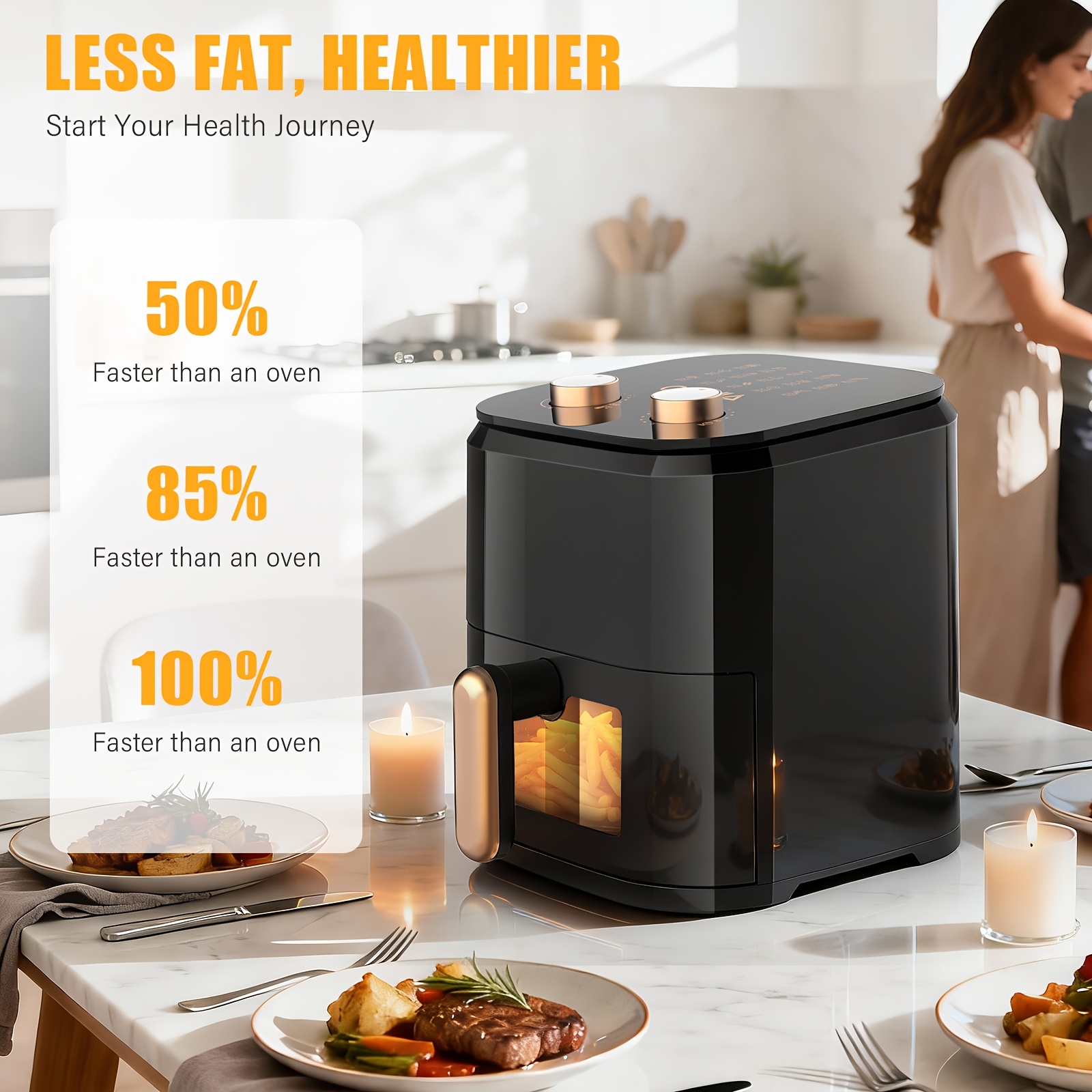 Air Fryer 4L с Контрол на Температурата и Лесно Почистване - Високомощен и Без Масло - Image 3