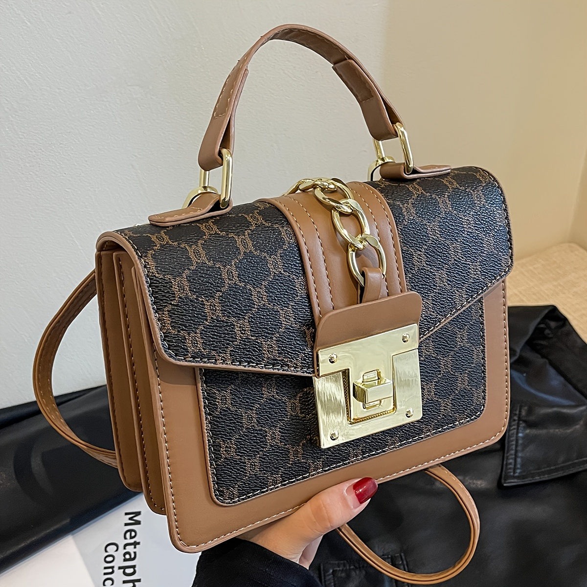 Малка дамска чанта LABOONOO – цветен блок дизайн тип тоут и crossbody - Image 7