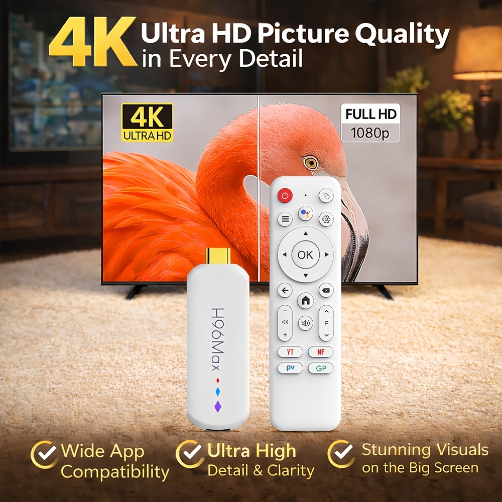 H96 Max 2026 Android 14 TV Stick – 4K Ultra HD, AI гласов контрол, Wi‑Fi 6 и 3D поддръжка - Image 6