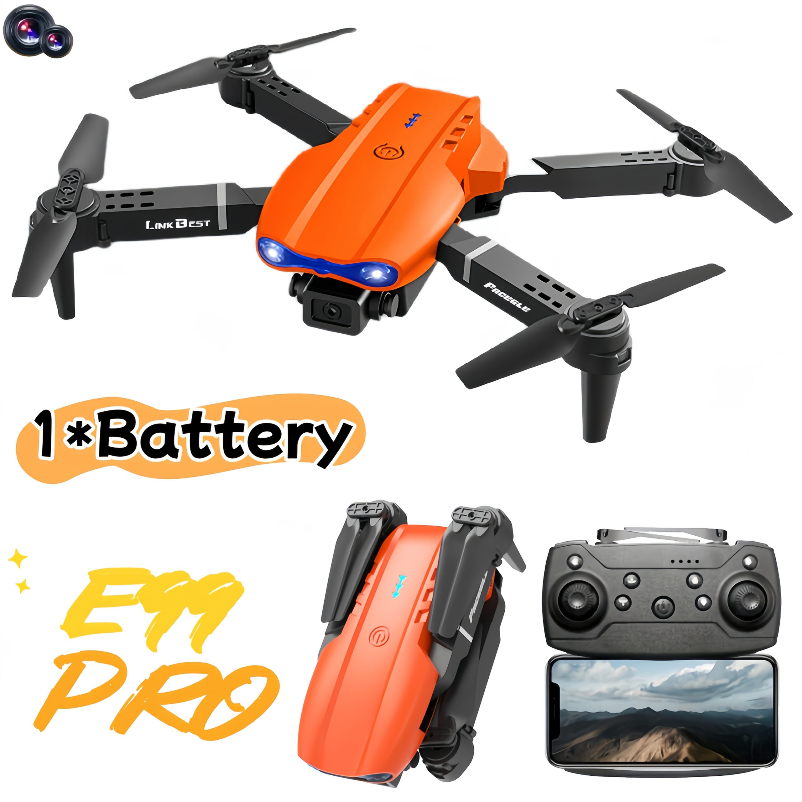 Мини дрон с камера – E99 PRO с 360° обръщане и стабилизация - Image 7