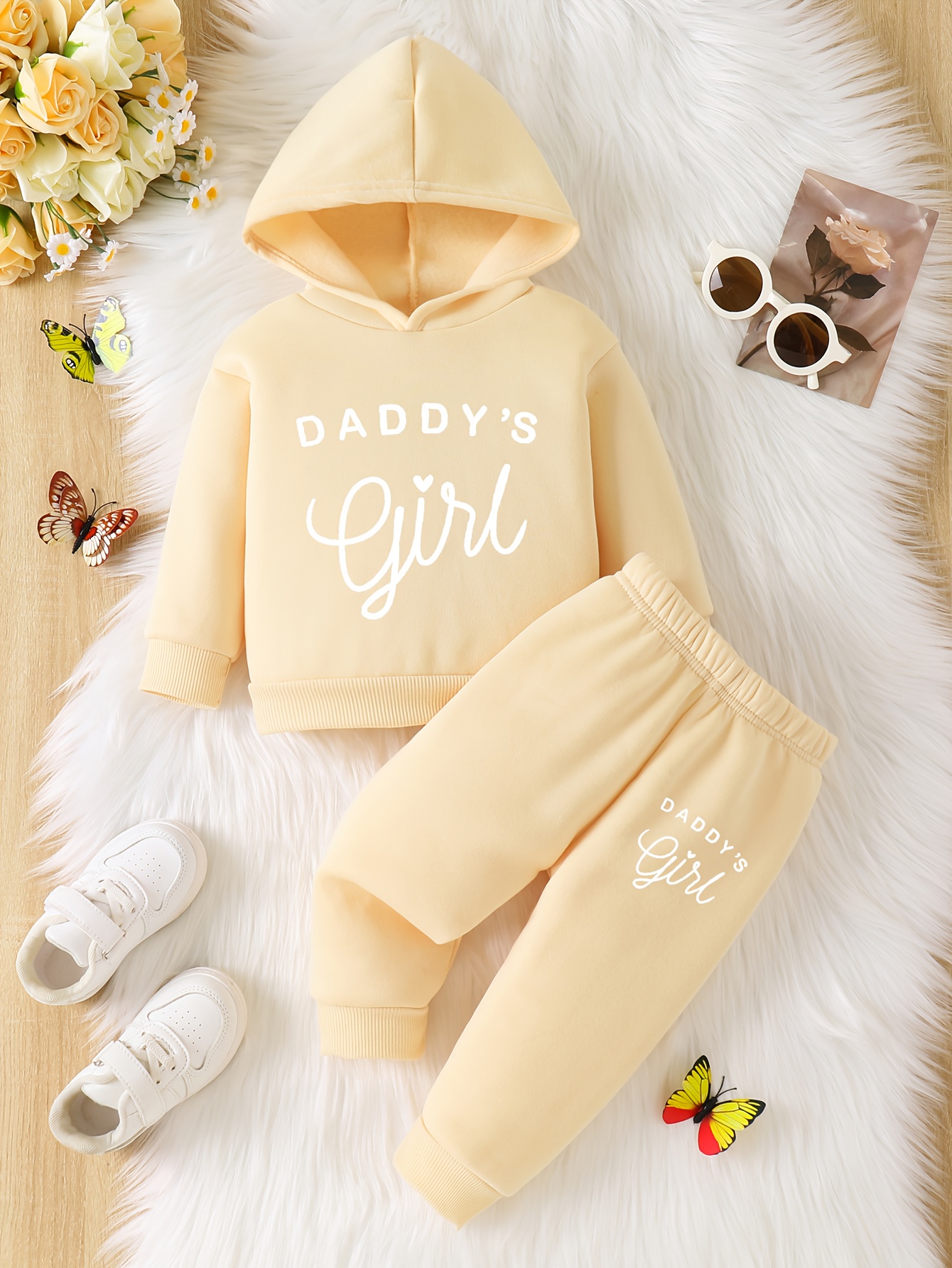 Бебешки комплект „Daddy’s Girl“ – суитшърт с качулка и дълги панталони, пролет/есен - Image 9